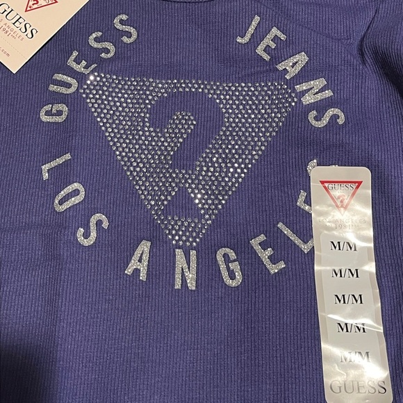 Guess Sequin Glitter Logo Ribbed Jessie Tank Top - Picture 3 of 6